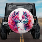 Wolf Soulmates: Vibrant Paint Drips Spare Tire Cover