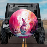 Vibrant Watercolor Bunny: Hot Pink Splatter Spare Tire Cover