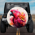 Vibrant Paint Splash Macaw: Tropical Paradise Watercolor Spare Tire Cover