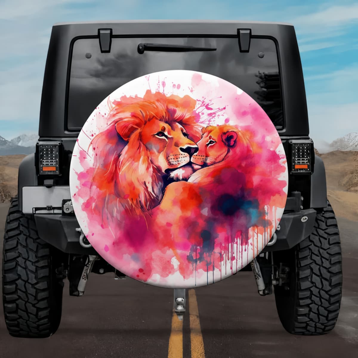 The Royal Embrace: Majestic Lion Pride Spare Tire Cover