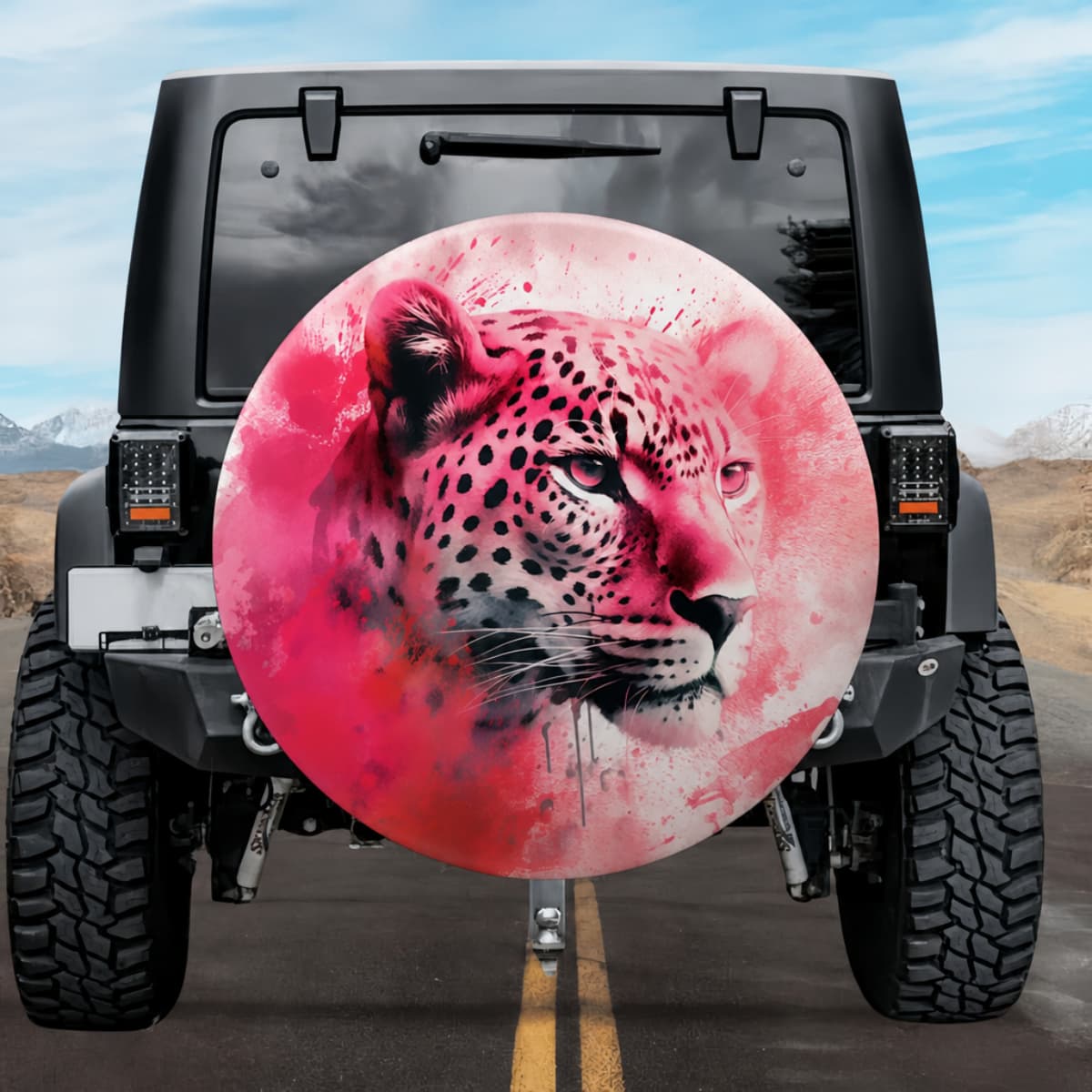 Fierce Pink Leopard: Vibrant Animal Print Spare Tire Cover