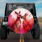 Kangaroo Kiss: Romantic Pink Splatter Spare Tire Cover