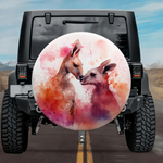Ethereal Kangaroo Kiss: Soft Pink Watercolor Spare Tire Cover