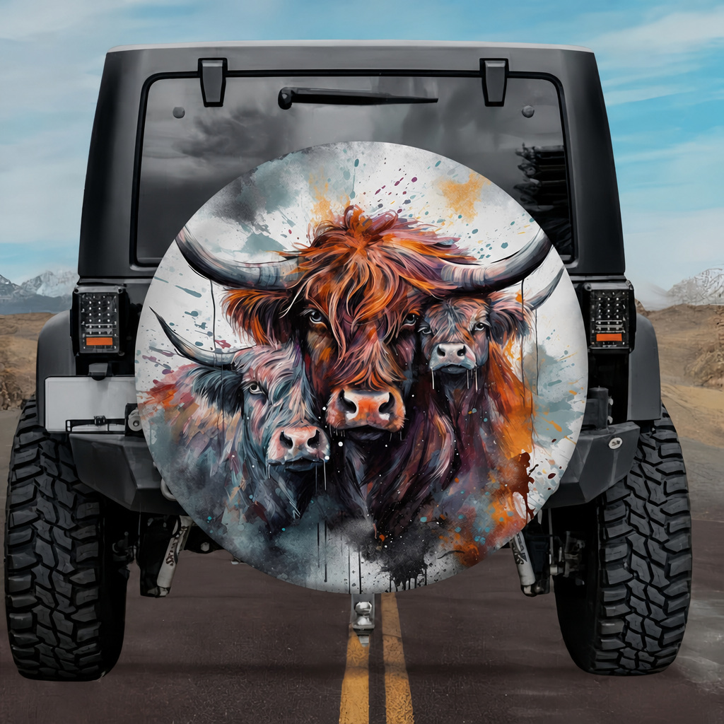 Highland Clan: Creative Watercolor Spare Tire Cover