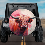 Highland Pride: Asymmetric Watercolor Spare Tire Cover