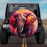 Sunset Watercolor Elephant Spare Tire Cover