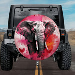 Vibrant Pink Watercolor Elephant Spare Tire Cover