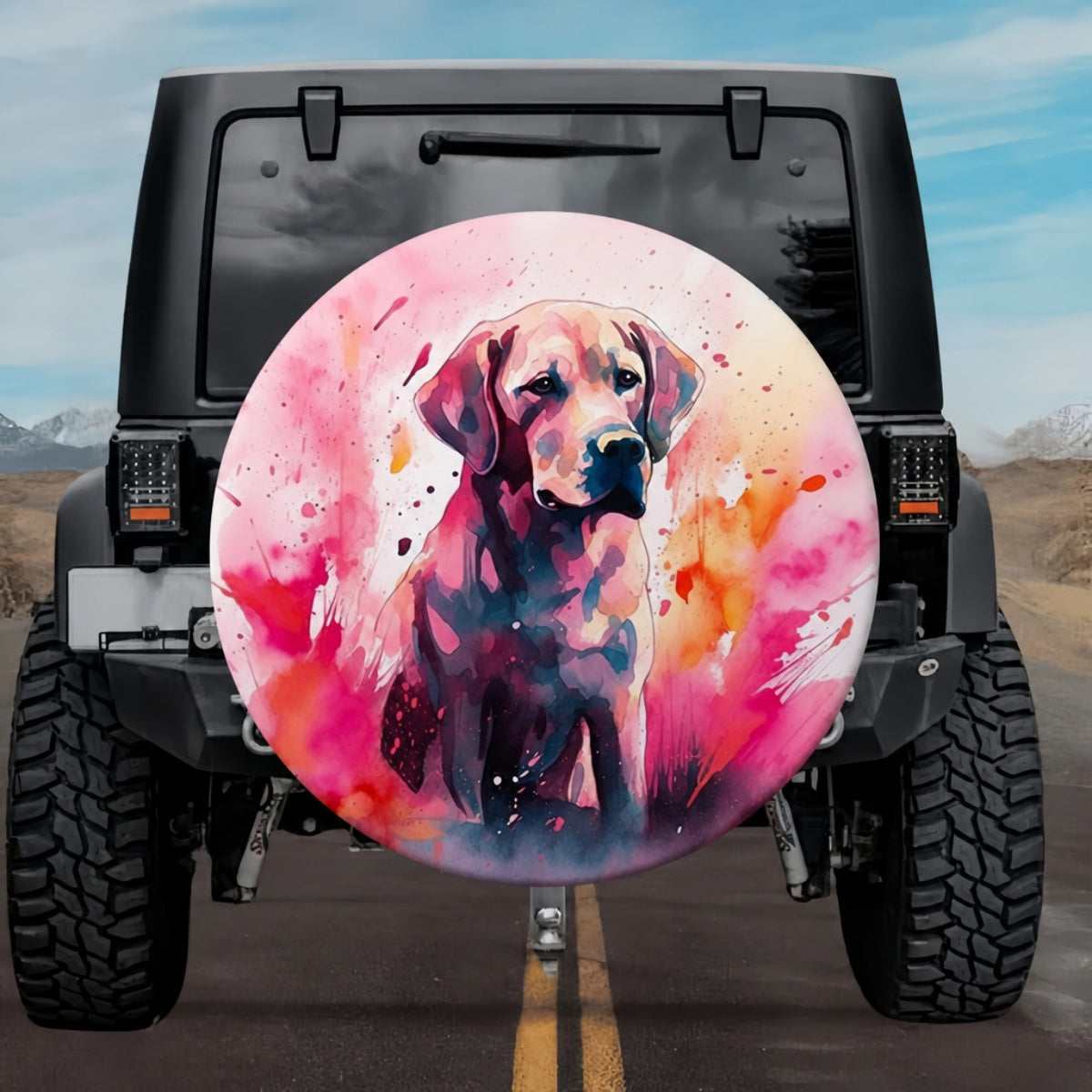 Vibrant Watercolor Labrador Spare Tire Cover