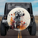 Sunset Orange Watercolor Dalmatian Spare Tire Cover