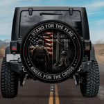 Stand for The Flag Kneel for The Cross Circular Emblem Spare Tire Cover
