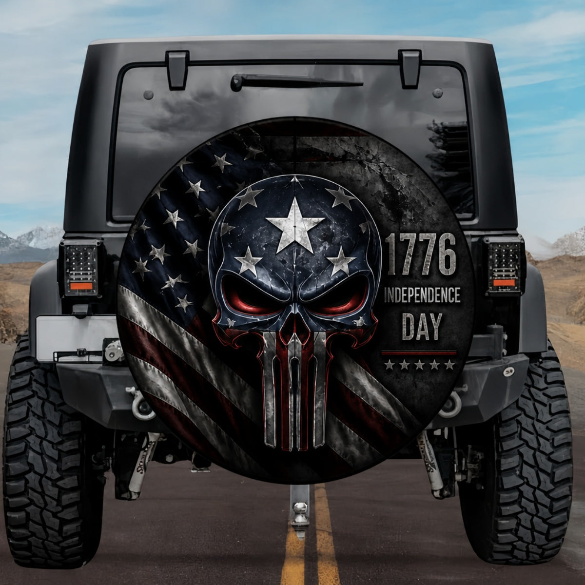 Tactical 1776 Independence Day Flag Spare Tire Cover