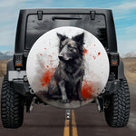 Black German Shepherd Watercolor Spare Tire Cover