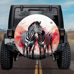 Zebra Pair Watercolor Spare Tire Cover