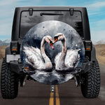 Soulmates of The Blue Lake Watercolor Swan Tire Cover