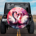 Soulmates of The Magenta Lake Watercolor Swan Tire Cover