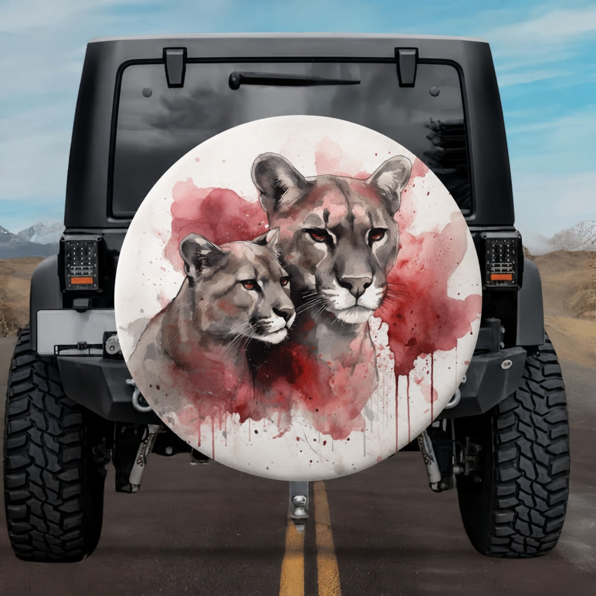 Fierce Protectors Crimson Cougar Family Tire Cover