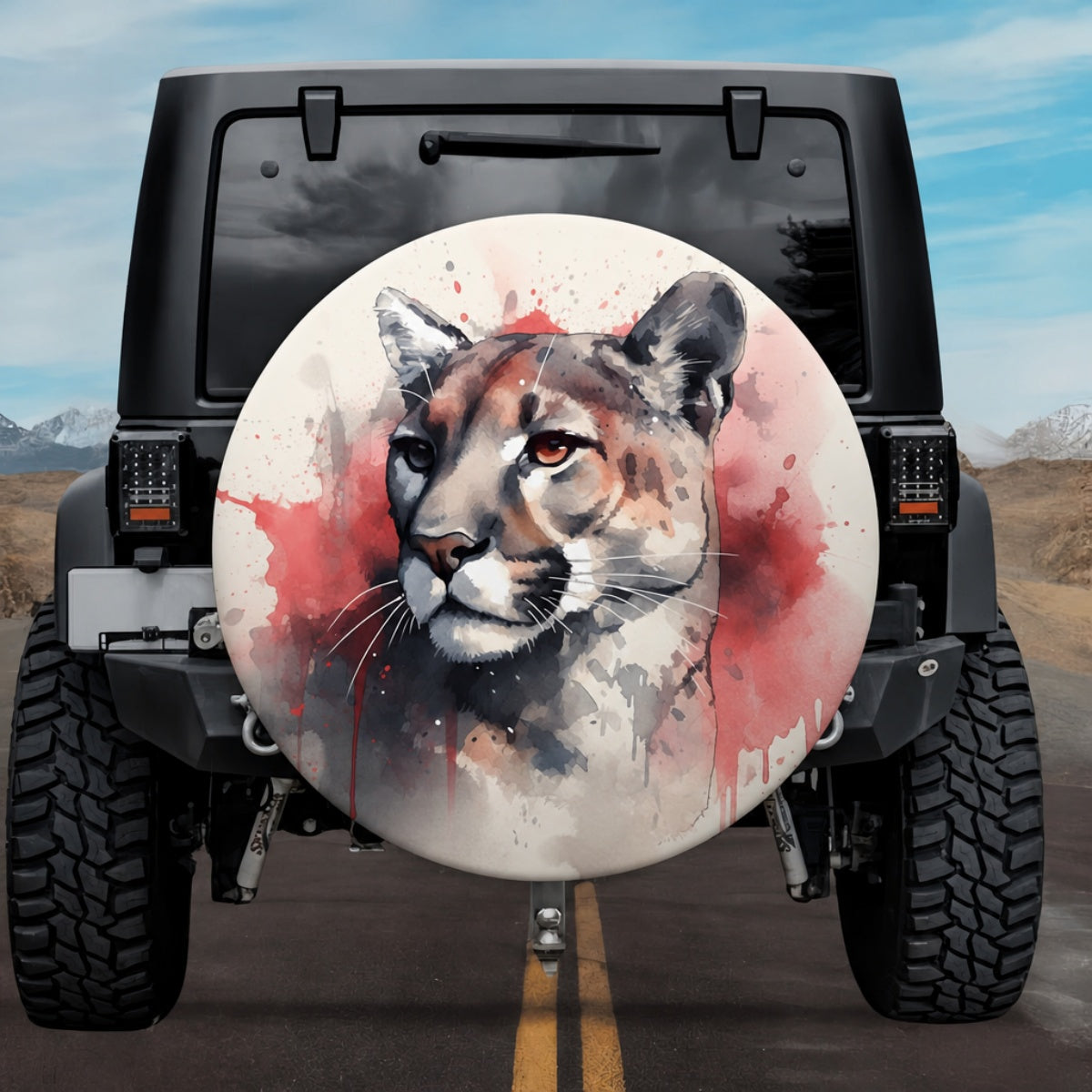 Lone Guardian Crimson Cougar Spare Tire Cover
