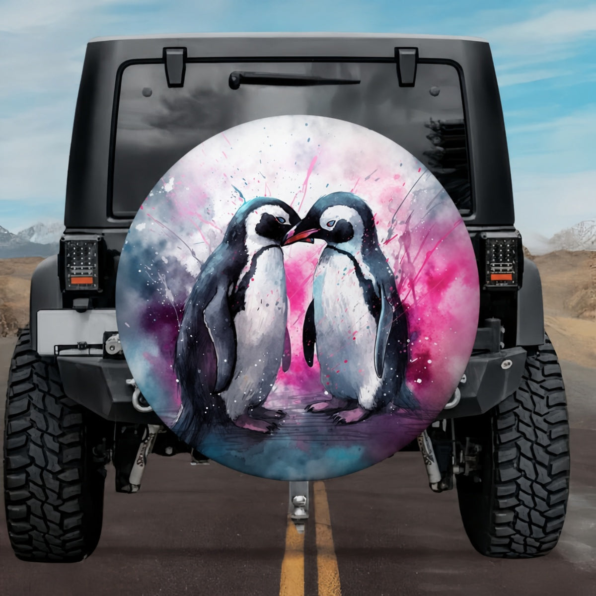 Soulmates of The Cosmic Sky Penguin Tire Cover