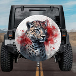Vibrant Pink Leopard Portrait Spare Tire Cover