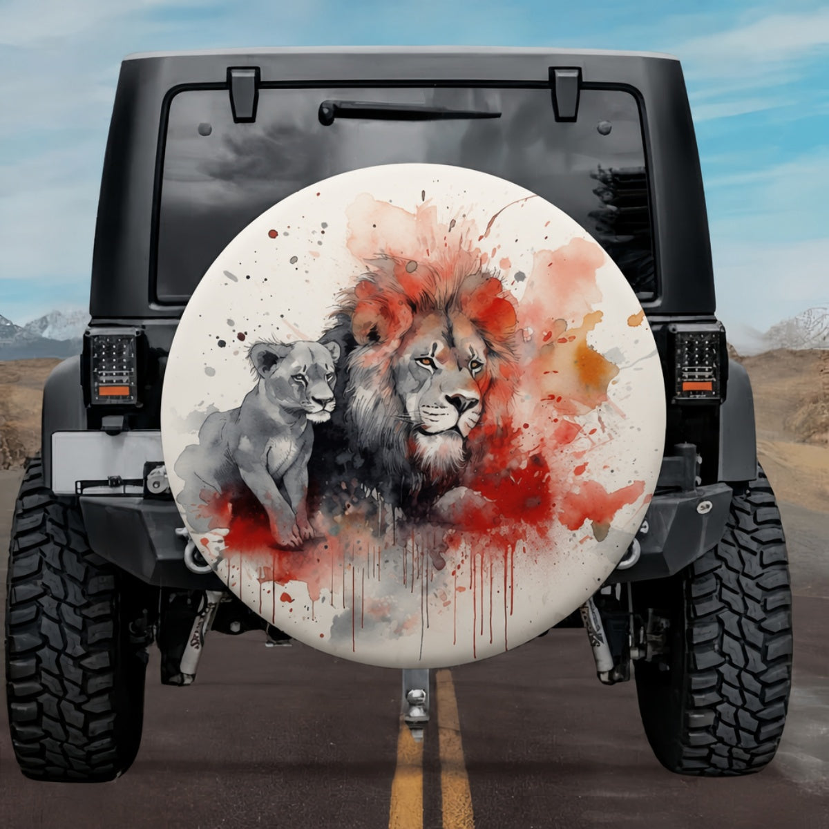 Eternal Warmth Lion and Cub Symmetrical Tire Cover