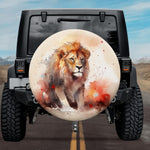 Sunset Orange Lion Portrait Spare Tire Cover