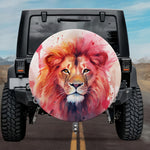Vibrant Magenta Lion Portrait Spare Tire Cover
