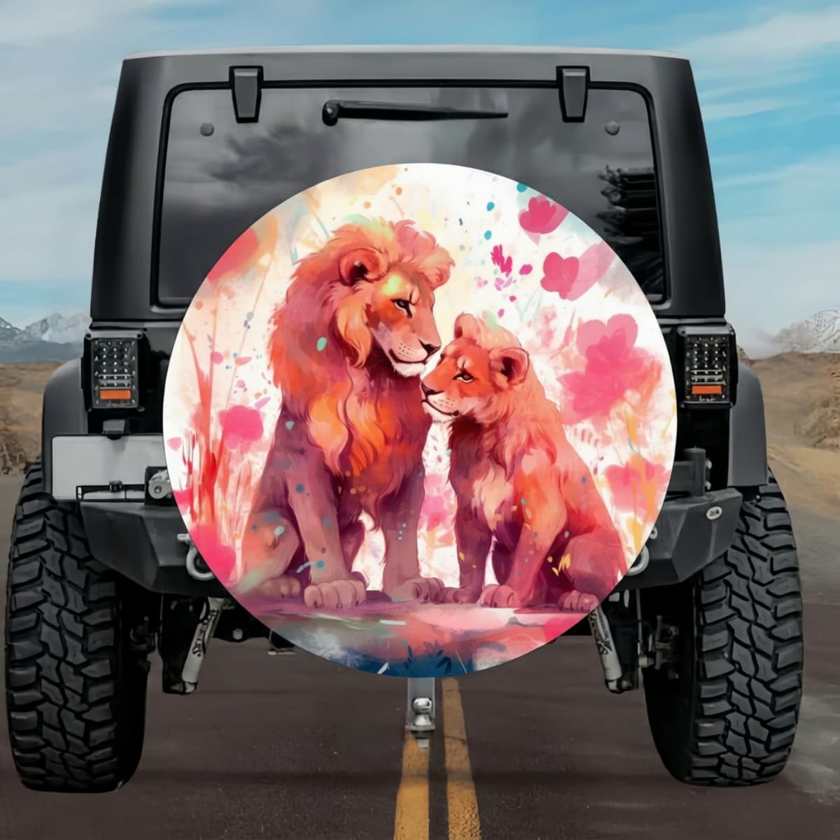 Eternal Warmth Symmetrical Majestic Lion Pair Tire Cover