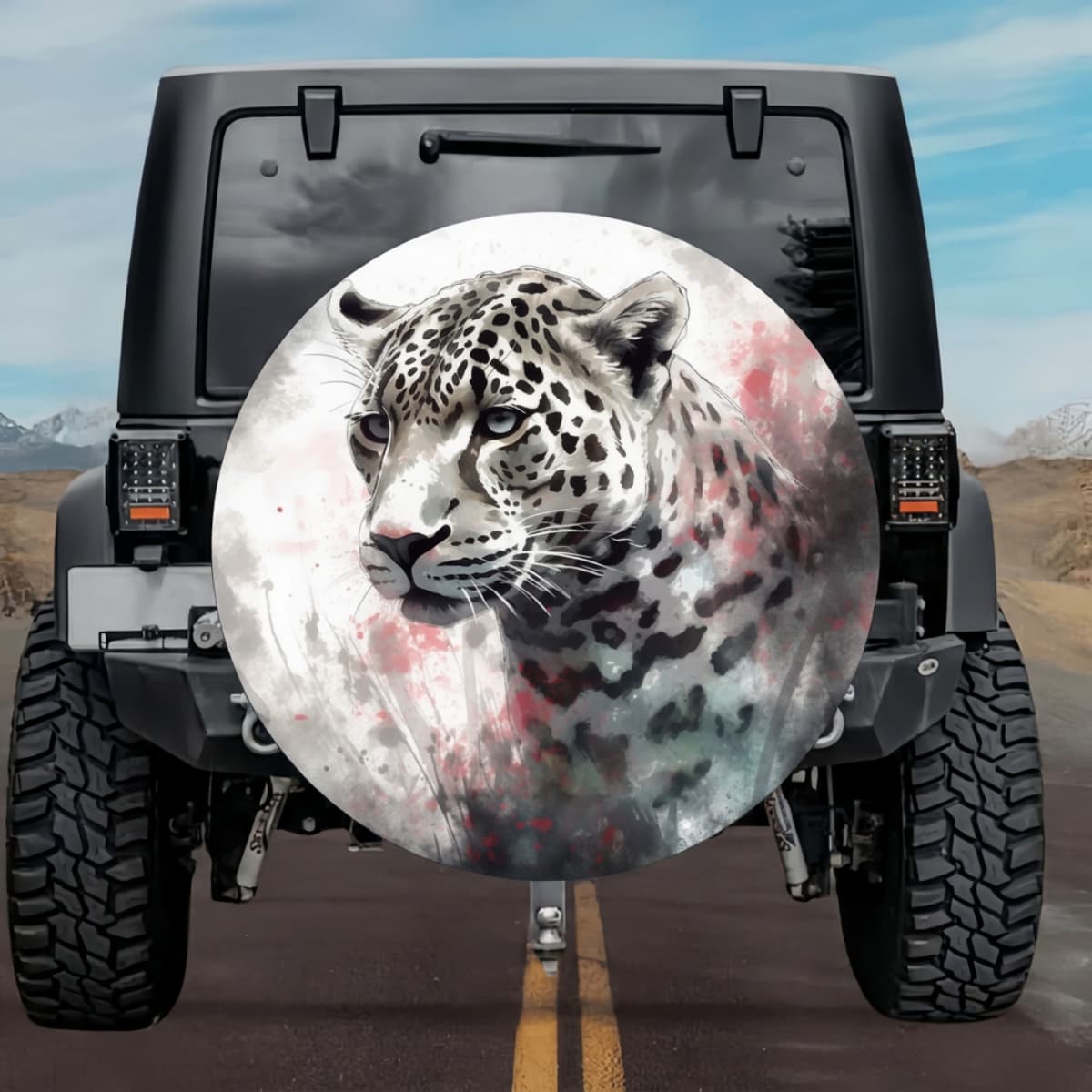 Charcoal Splash Leopard Profile Spare Tire Cover