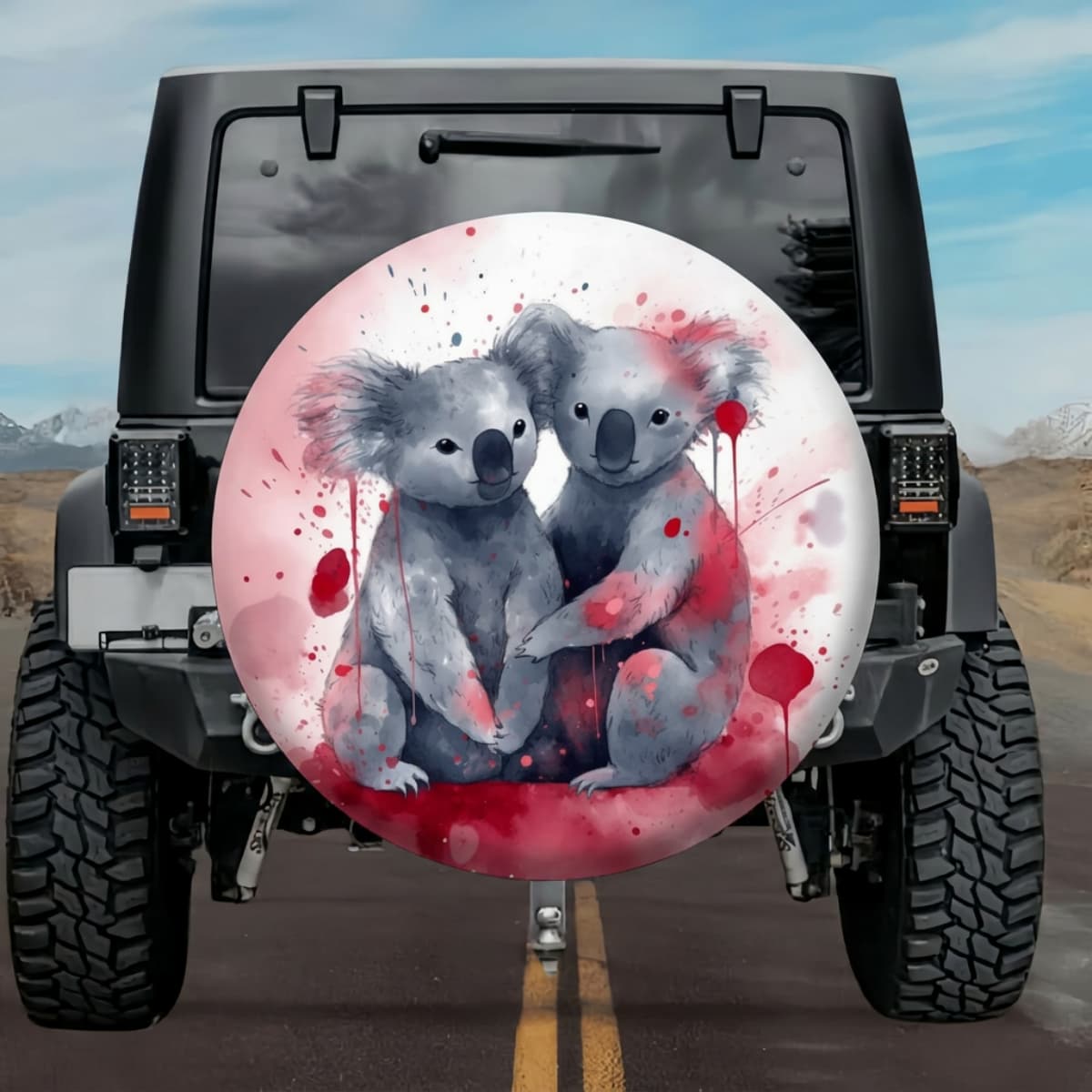 Wild Romance Crimson Splash Koala Spare Tire Cover