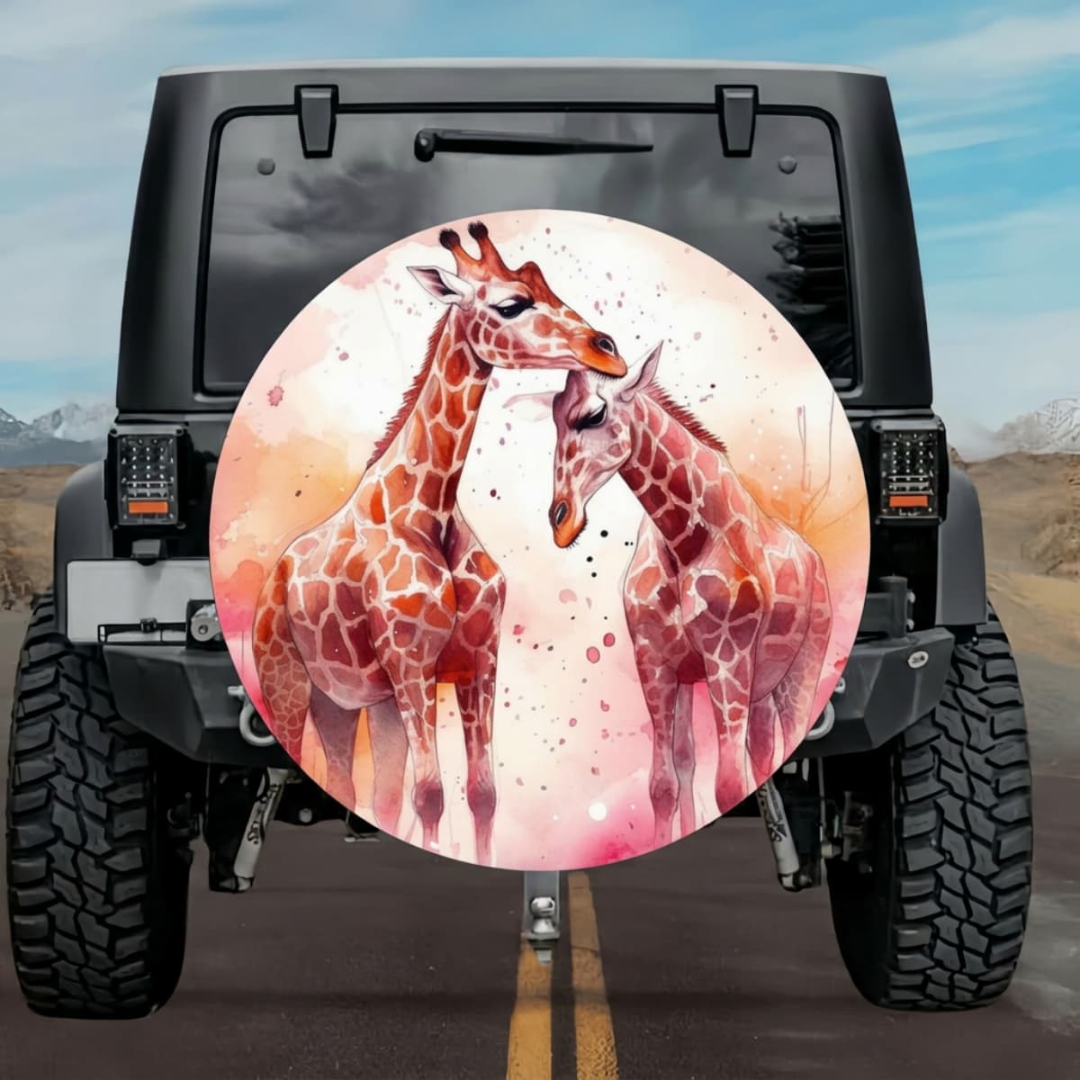 Eternal Warmth Symmetrical Giraffe Pair Tire Cover
