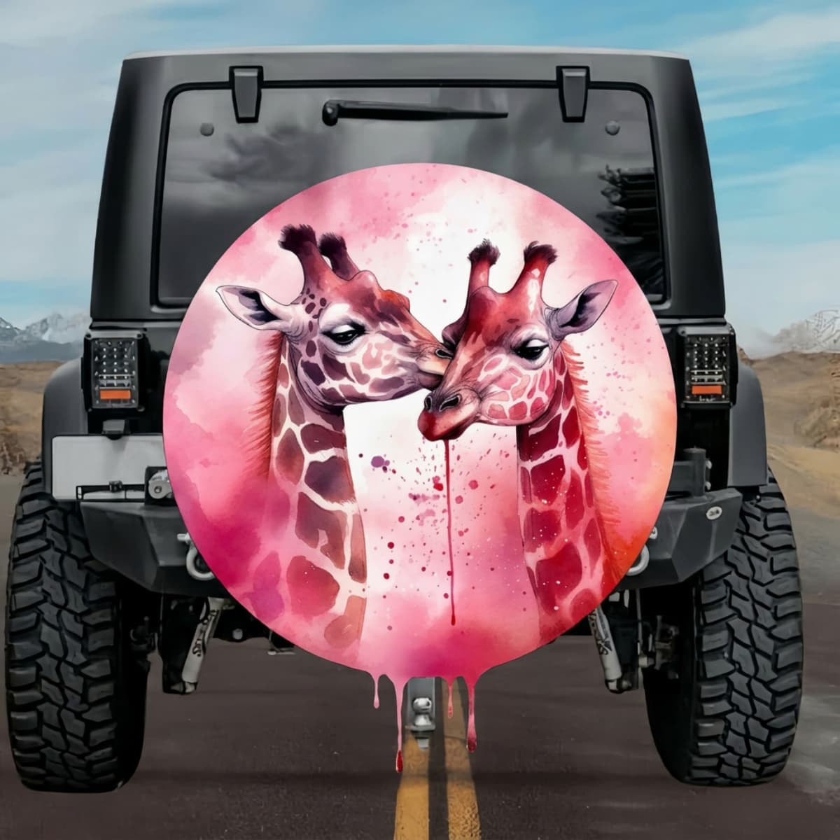 Eternal Companion Symmetrical Saturated Giraffe Wheel Cover