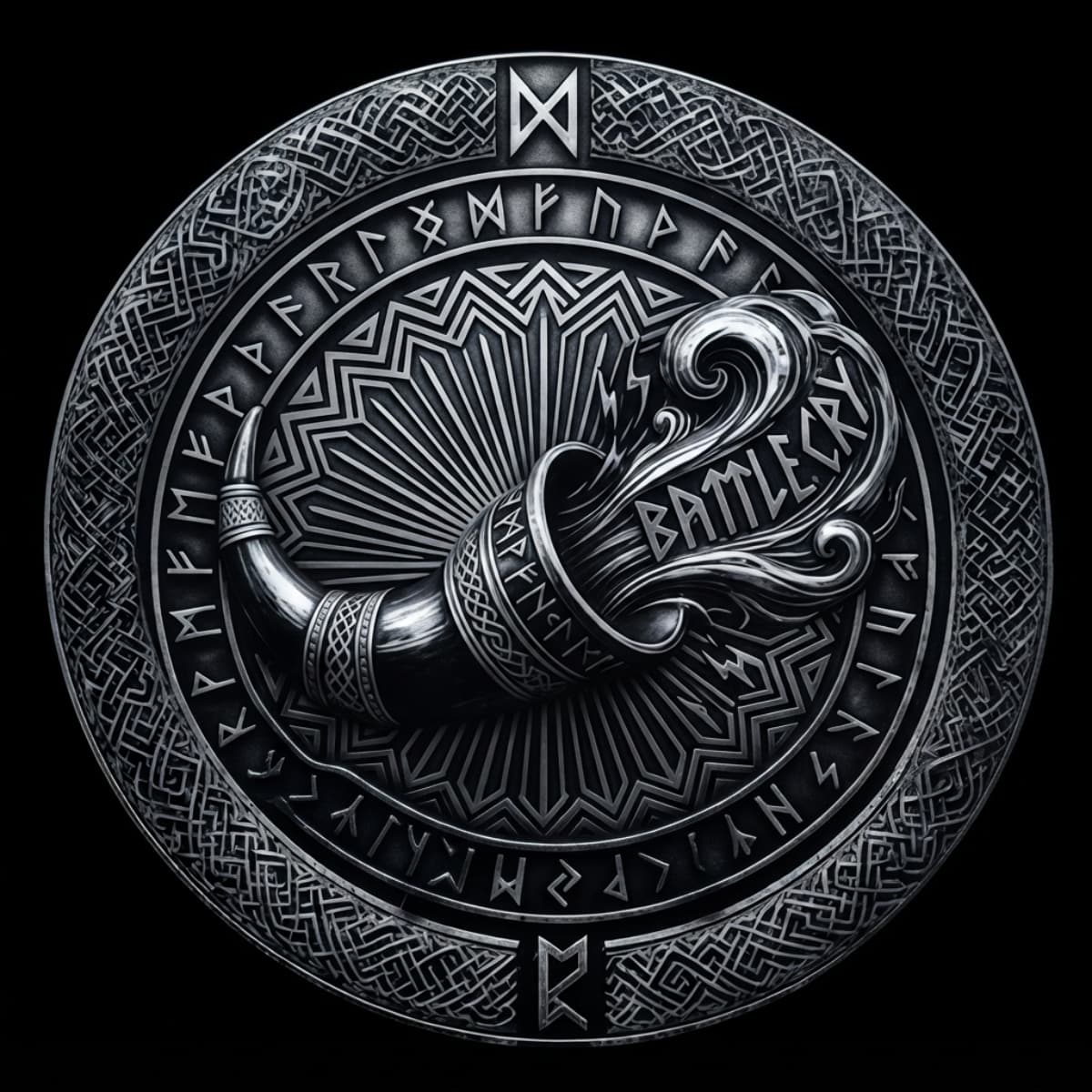 Tactical Viking Battle Horn Rune Shield Spare Tire Cover