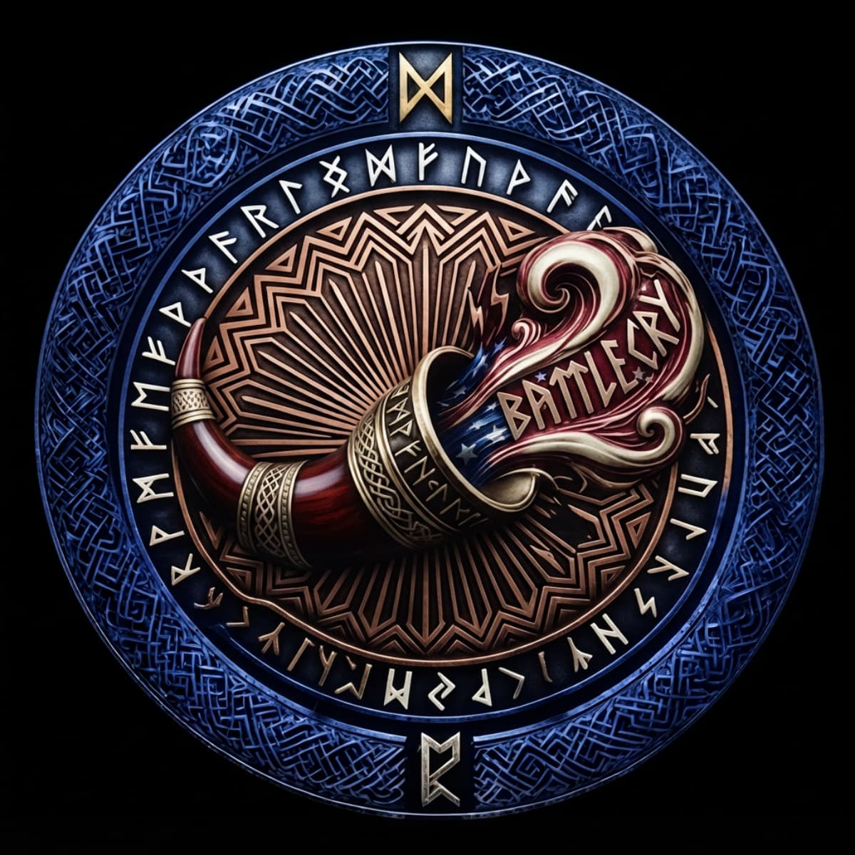 Tactical Viking Battle Horn Rune Shield Spare Tire Cover
