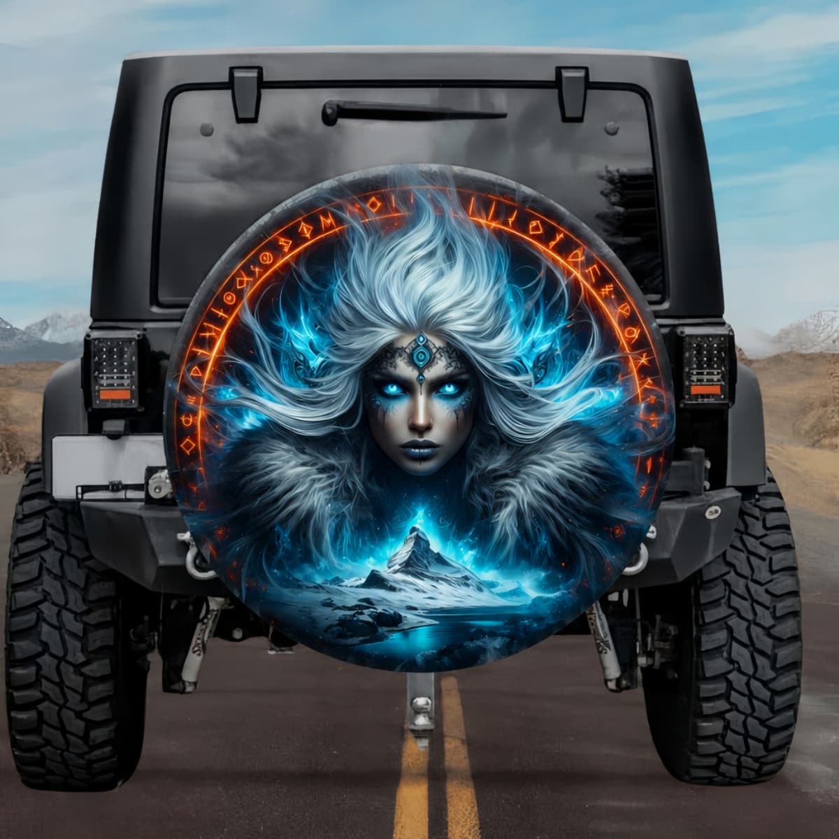 Bestla Mother of Odin Rune Shield Spare Tire Cover