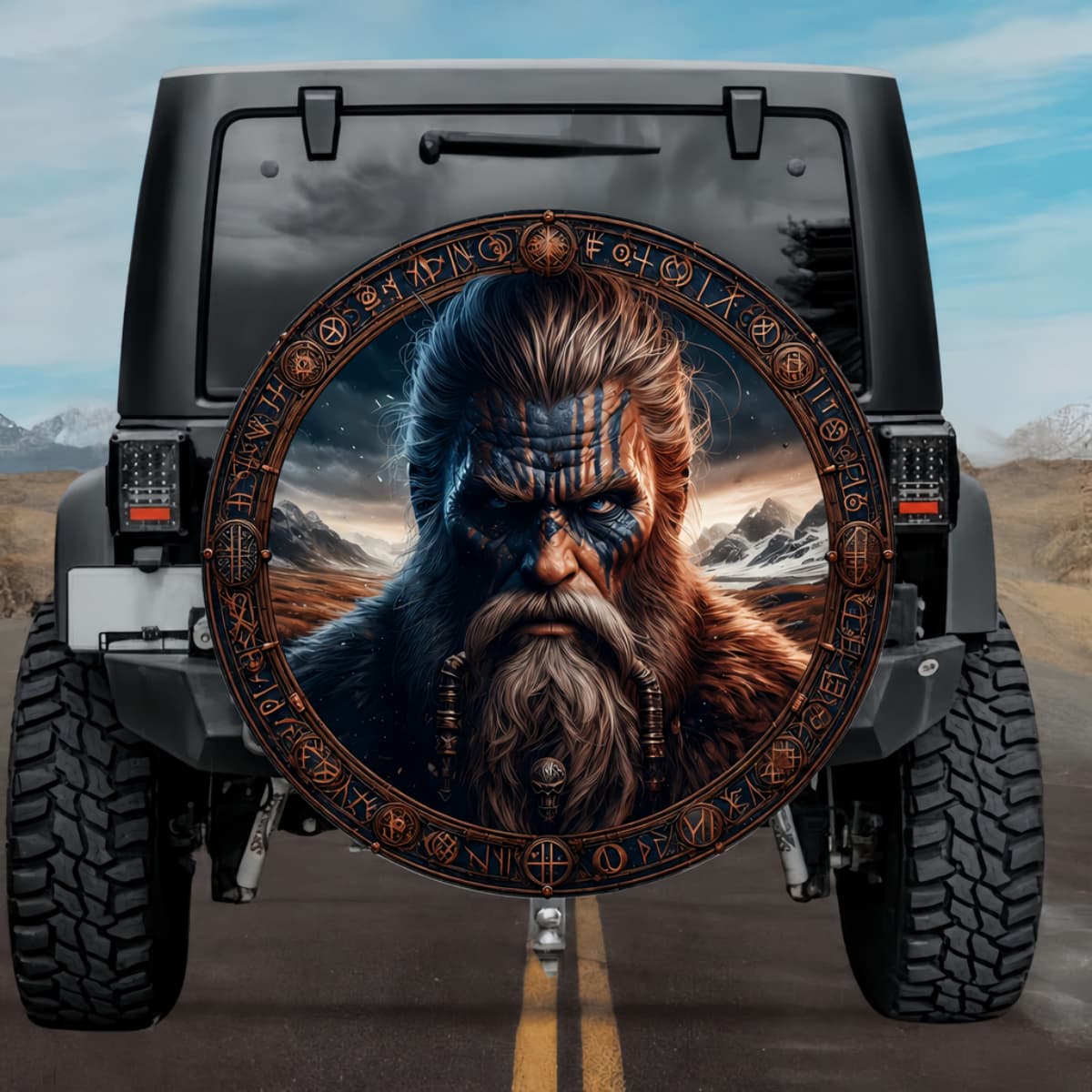 Tactical Eggther Watchman of Ragnarok Rune Shield Spare Tire Cover