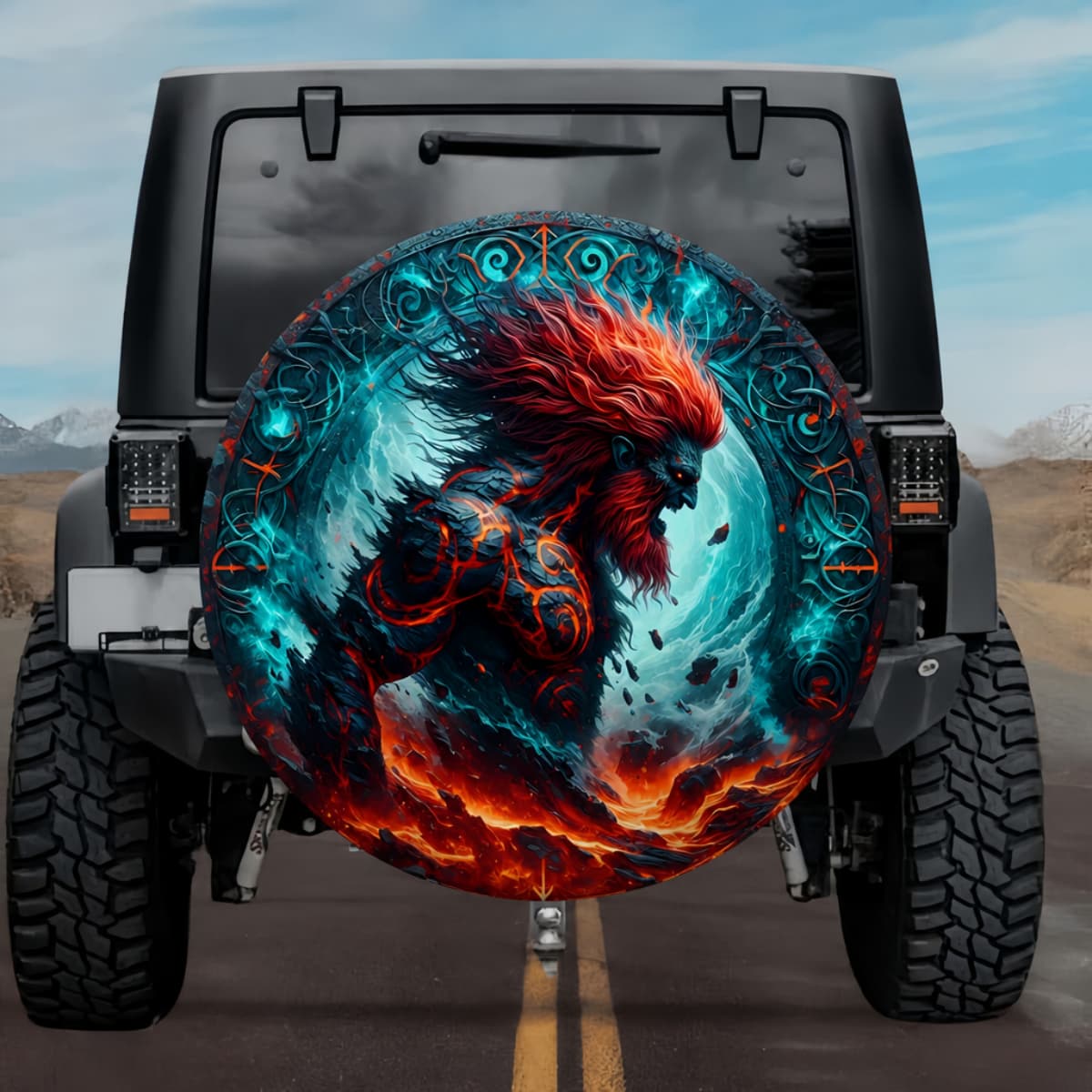 Tactical Farbauti Father of Loki Rune Shield Spare Tire Cover