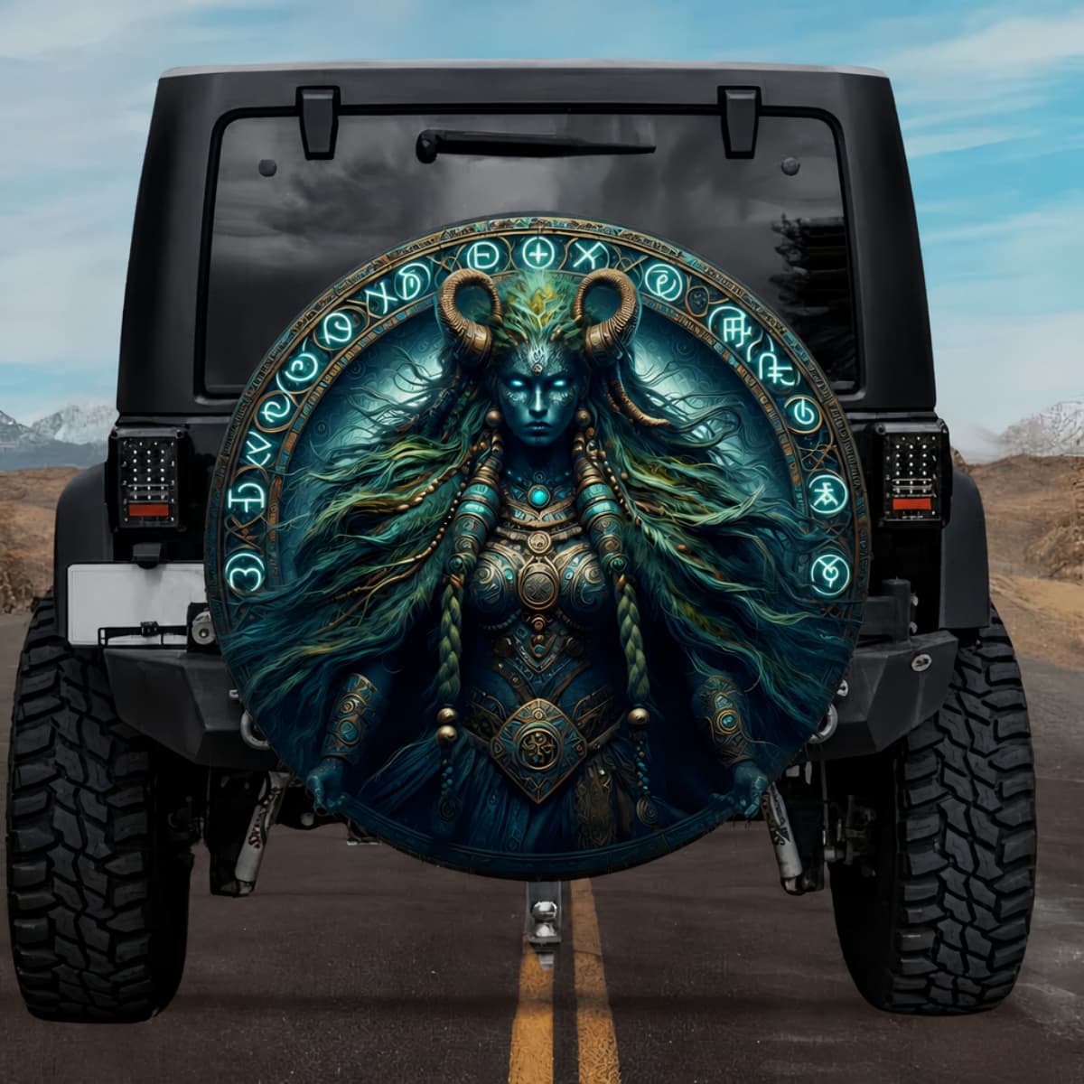 Tactical Grid Goddess of Iron Shield Spare Tire Cover