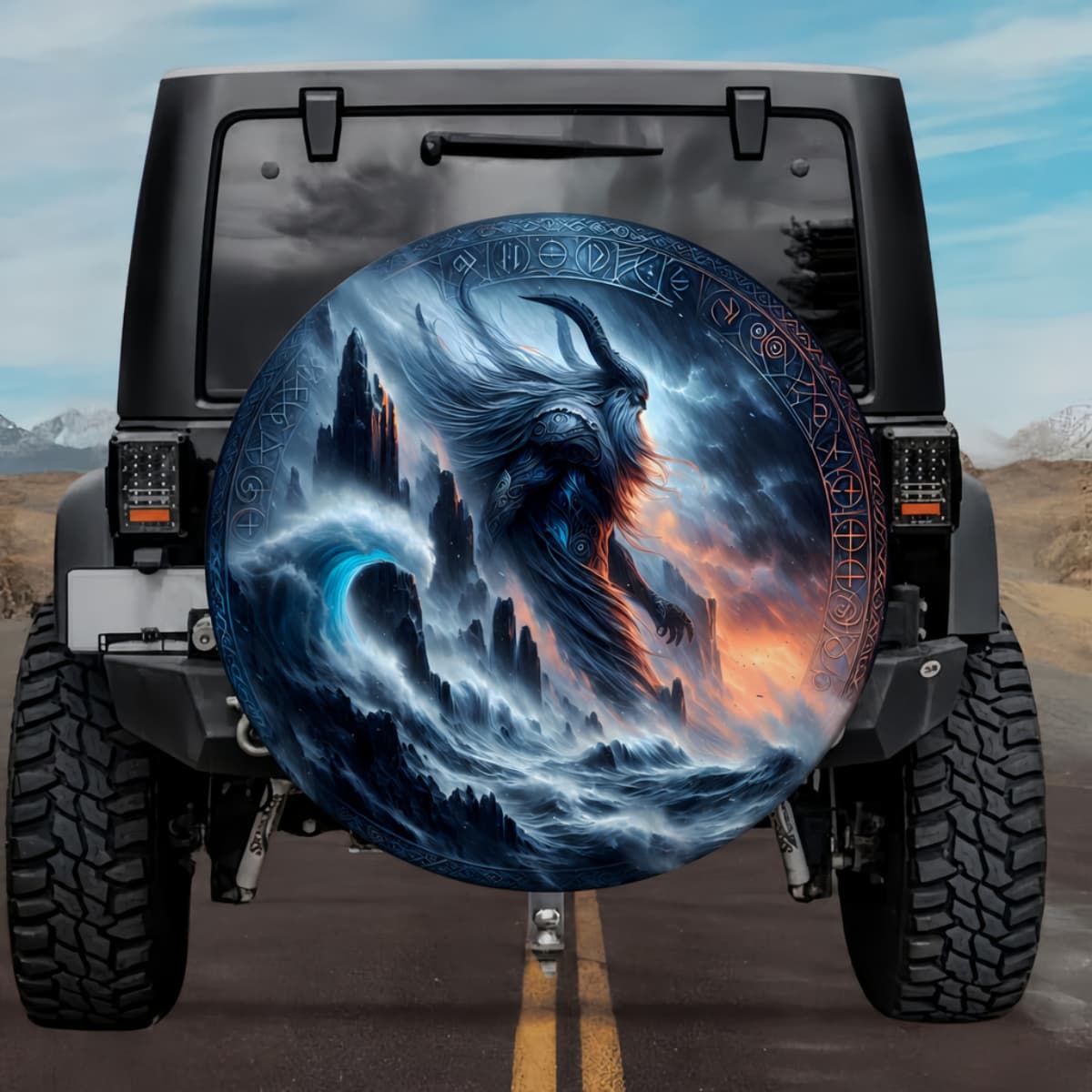 Tactical Kari Lord of Wind Storm Rune Shield Spare Tire Cover