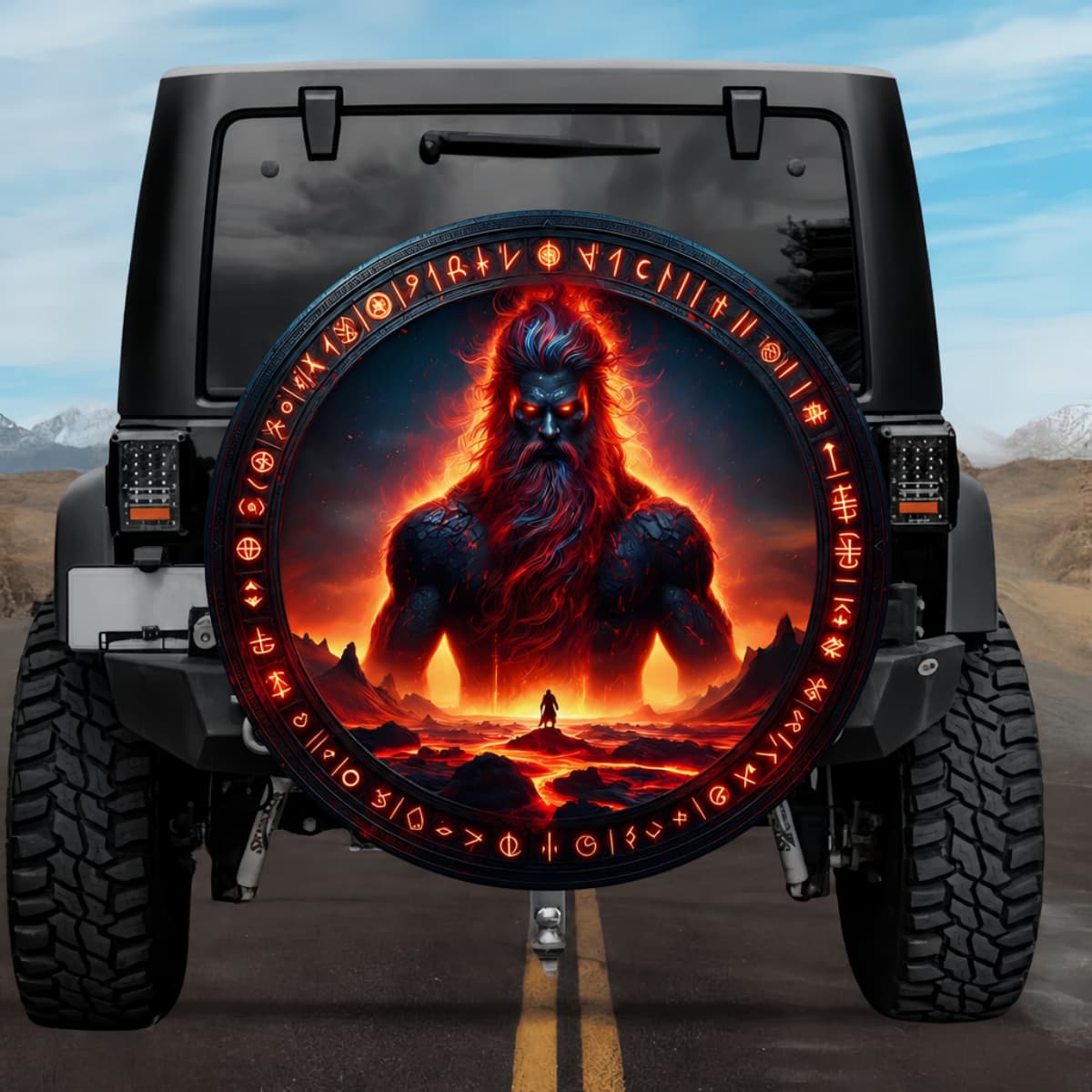 Tactical Logi Primordial Wildfire Giant Rune Shield Spare Tire Cover