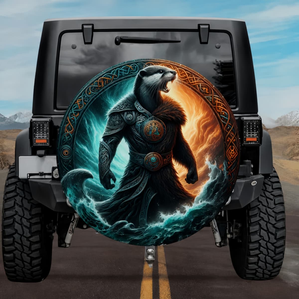 Tactical Otr Shapeshifter Otter Warrior Rune Shield Spare Tire Cover