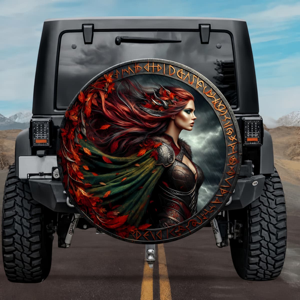 Tactical Rindr Goddess of Frozen Earth Autumn Leaf Shield Spare Tire Cover