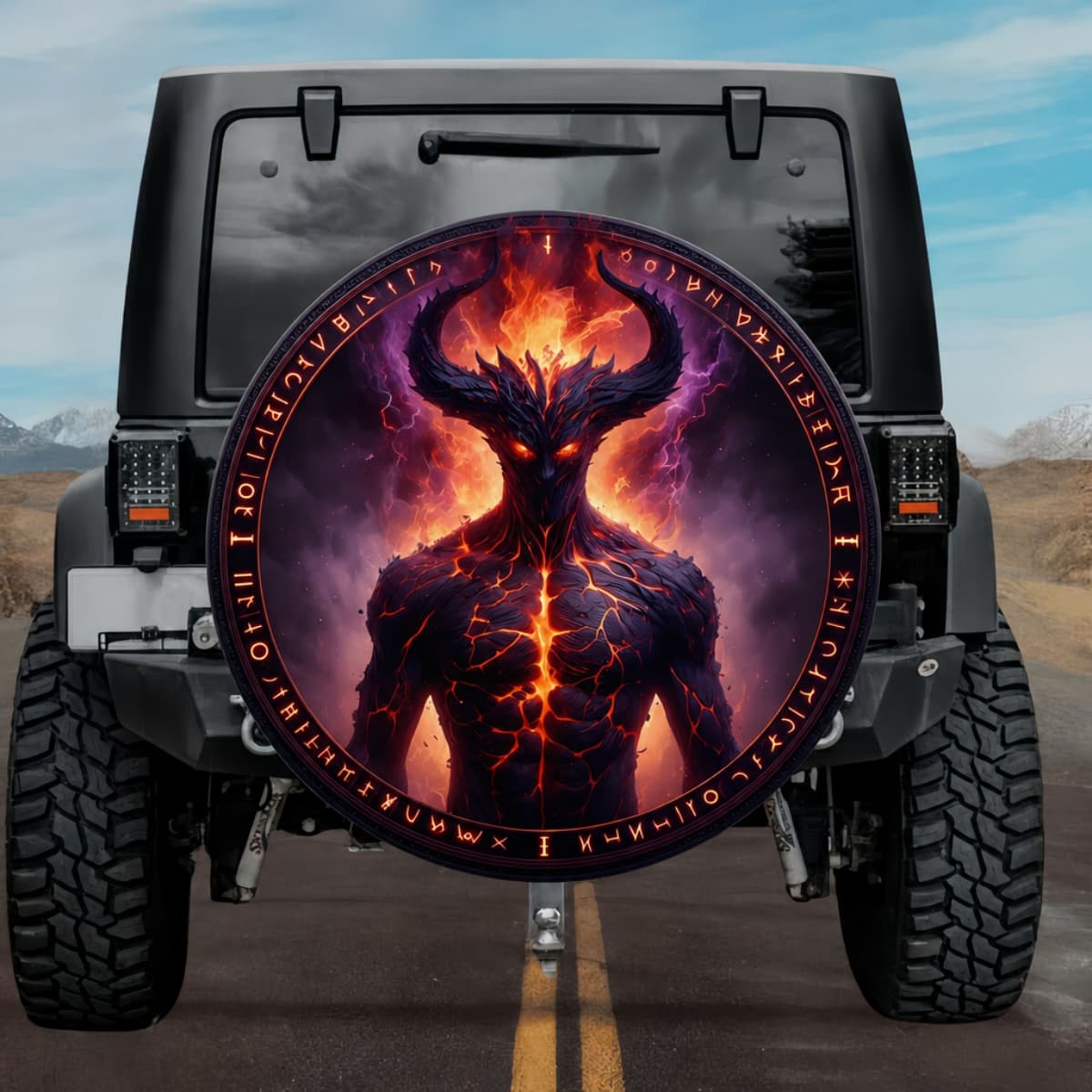 Tactical Surtr Lord of Muspelheim Rune Shield Spare Tire Cover