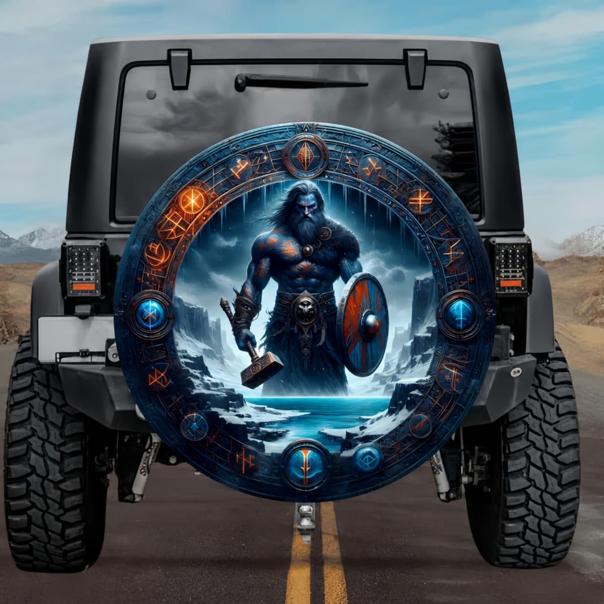Tactical Suttung Keeper of Mead of Poetry Rune Shield Spare Tire Cover