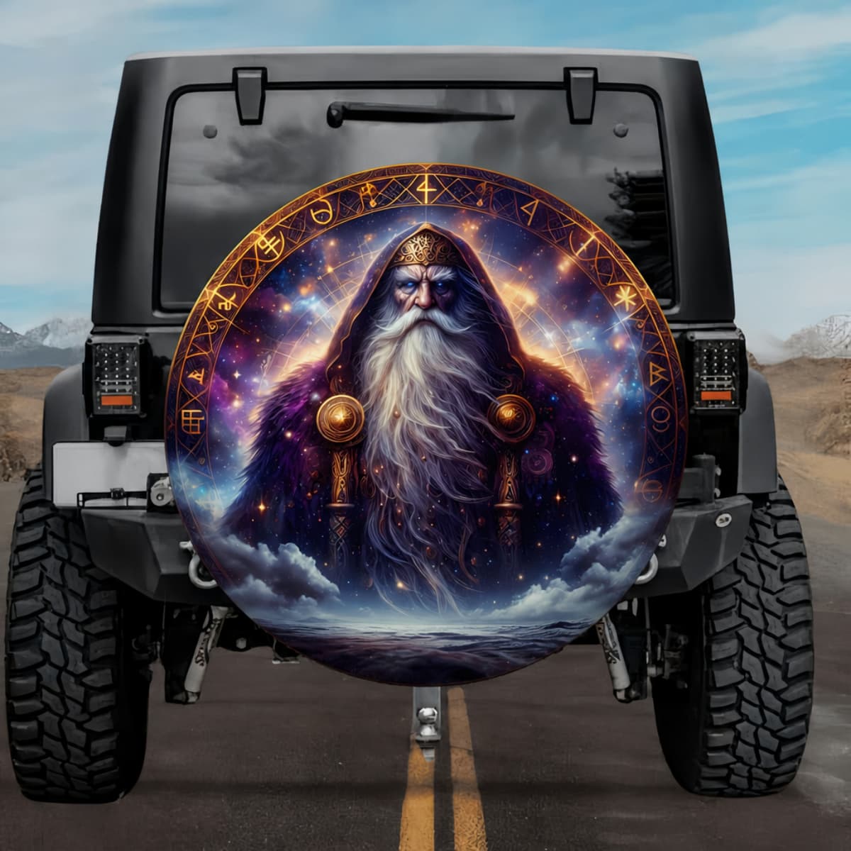 Tactical Vafthrudnir All-Knowing Wise Giant Rune Shield Spare Tire Cover