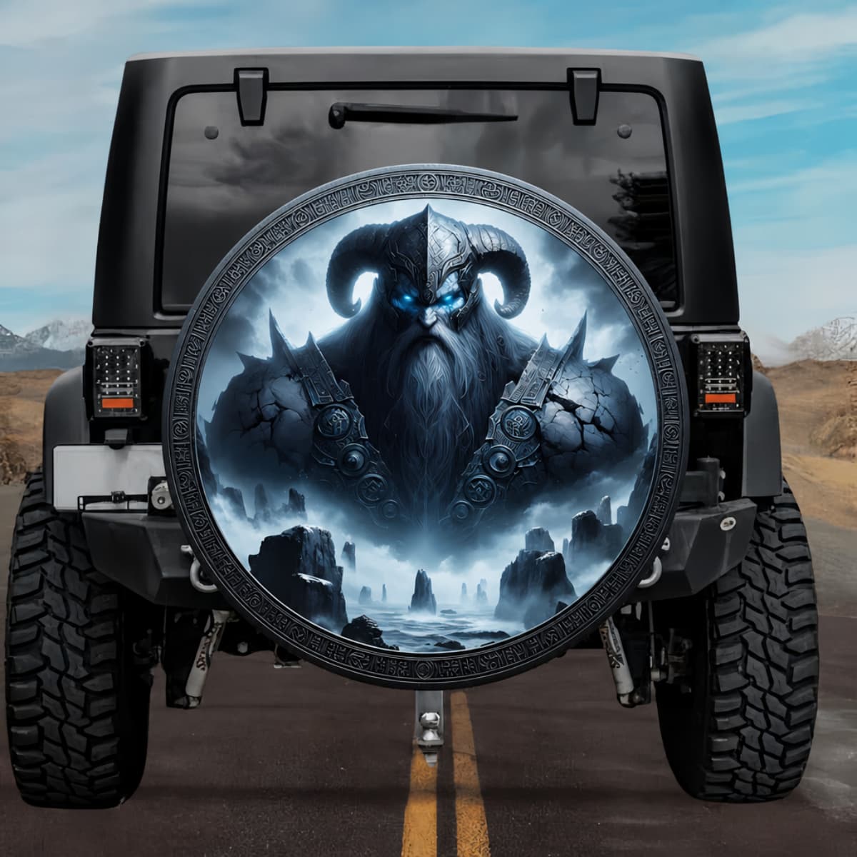 Tactical Vagnhofde Guardian of Hadding Rune Shield Spare Tire Cover
