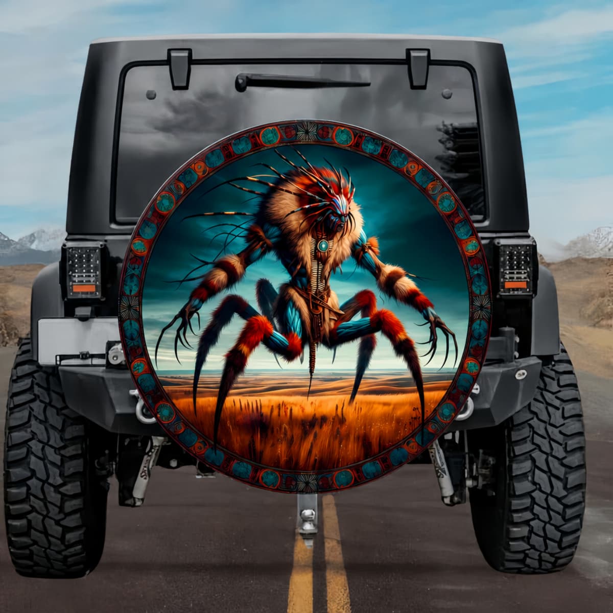 Tactical Iktomi Native American Spider God Spare Tire Cover