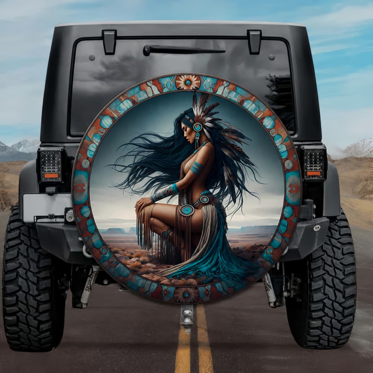 Tactical Yolkai Estsan Navajo White Shell Goddess Spare Tire Cover
