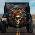 Tactical Native American Chieftain Skull Spare Tire Cover