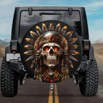Tactical Aztec Temple Guardian Ruby Skull Spare Tire Cover