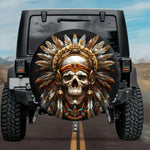 Tactical Aztec Eagle Warrior Skull Spare Tire Cover
